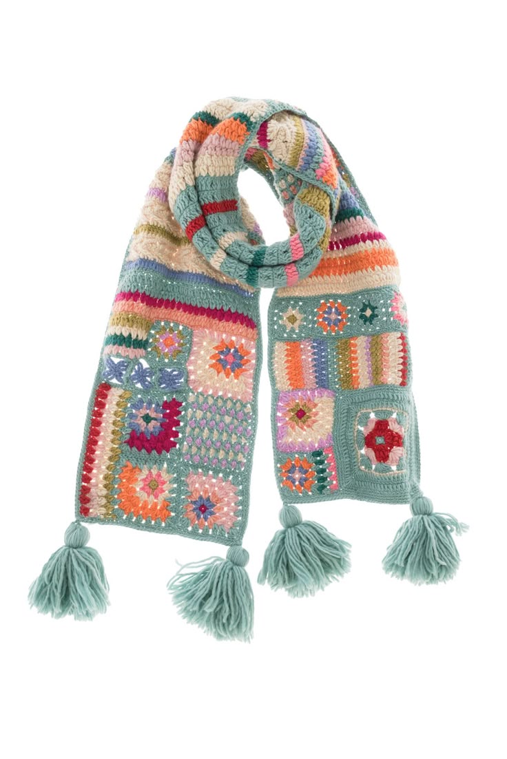 Hand-crocheted scarf for ladies in elegant colorful design