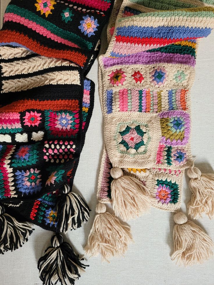 Hand-crocheted scarf for ladies in elegant colorful design