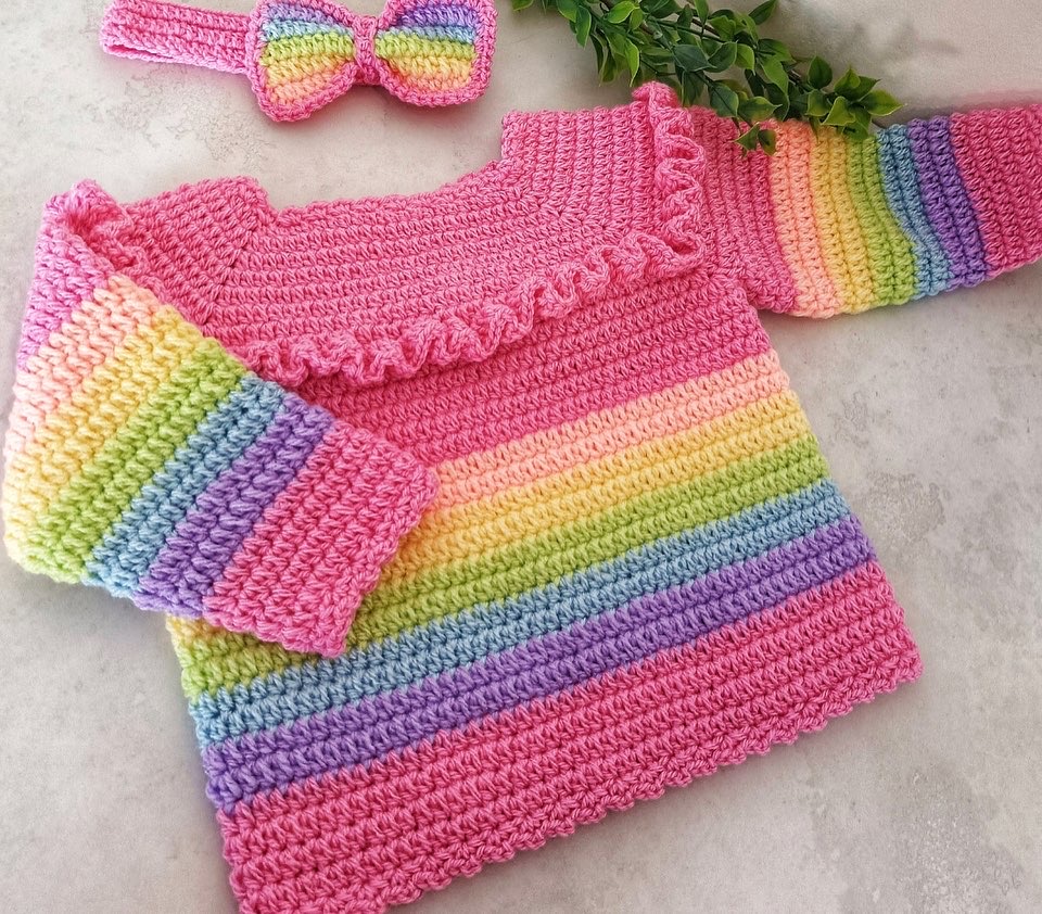 Rainbow Sweater with Head Band