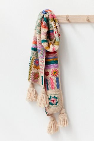 Hand-crocheted scarf for ladies in elegant colorful design
