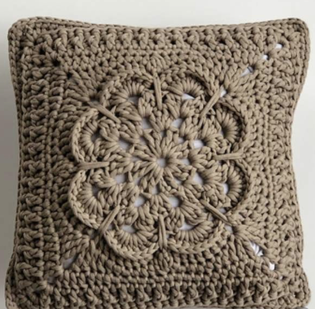 Crochet Cushion Brown