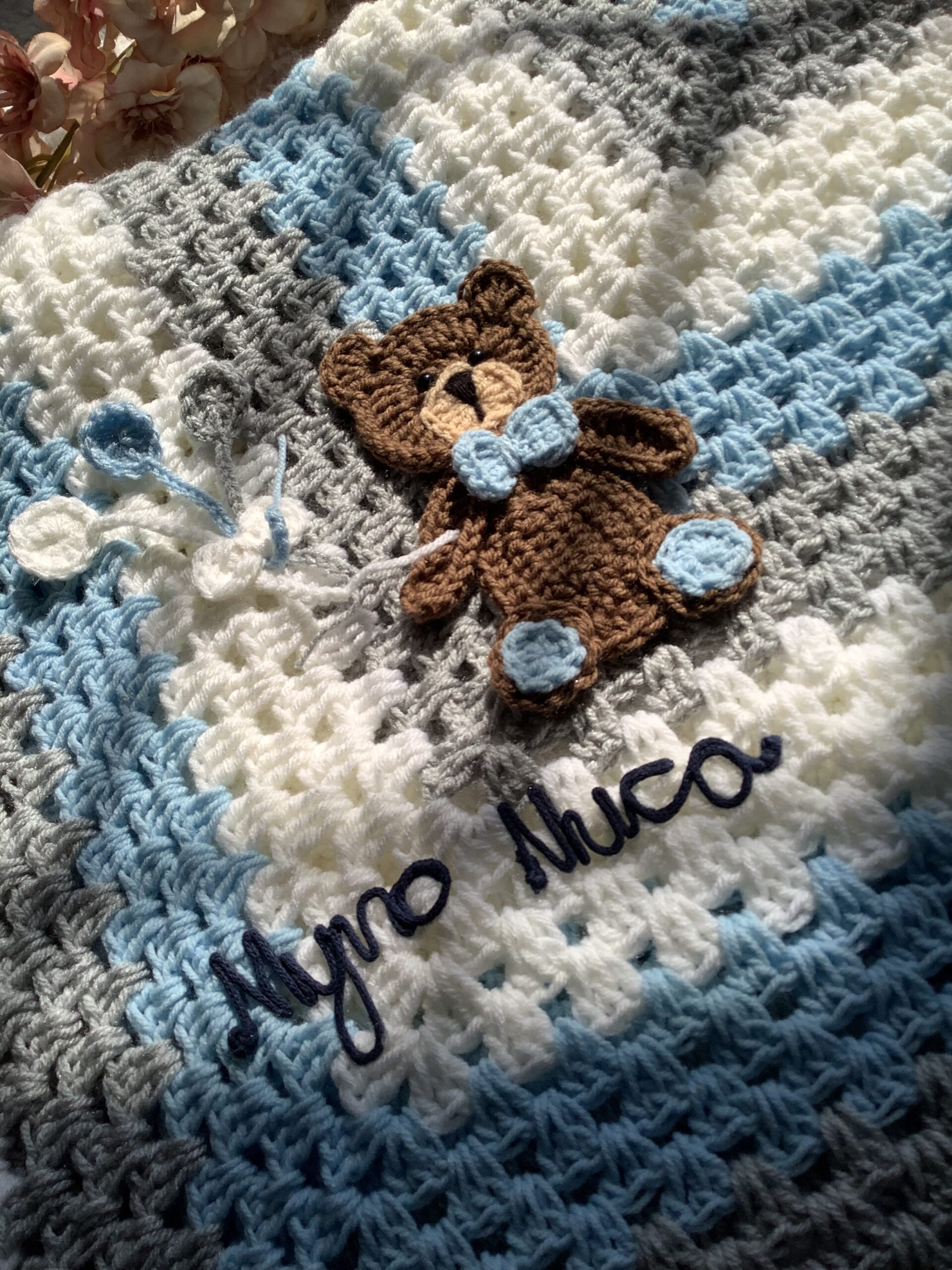 Handcrafted Crochet Baby Blanket Set for 0-6 Months - Image 2