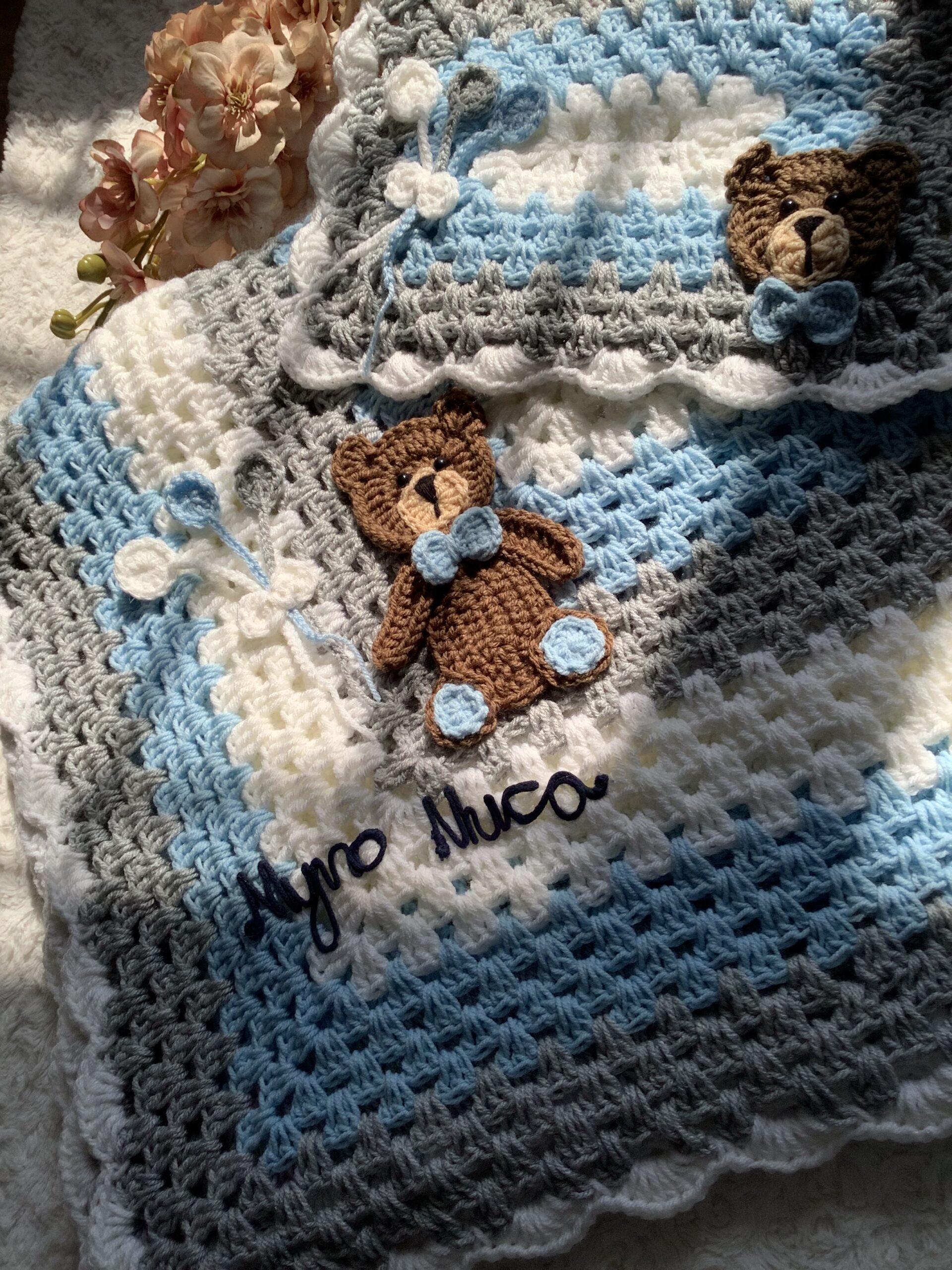 Handcrafted Crochet Baby Blanket Set for 0-6 Months - Image 7