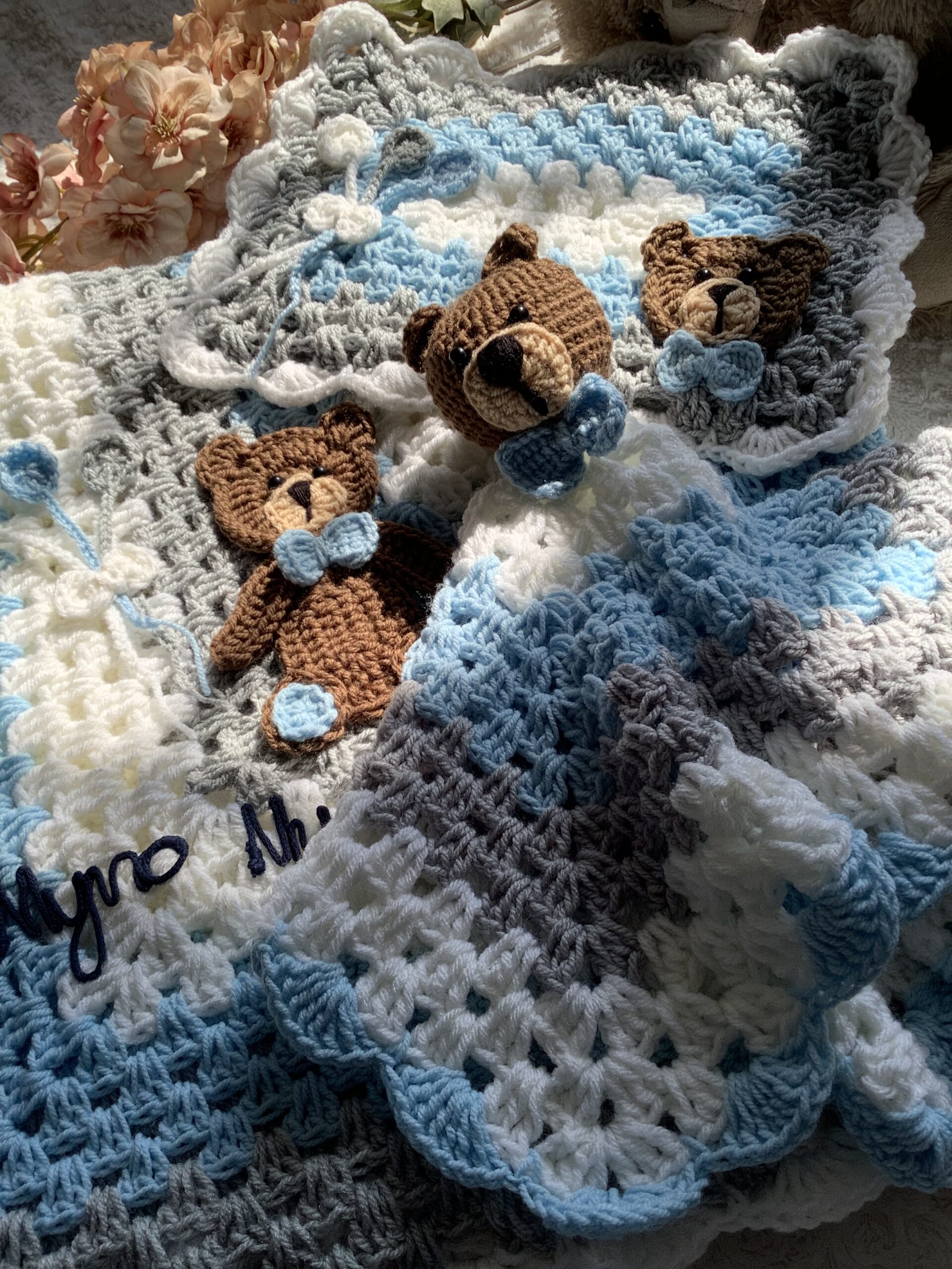 Handcrafted Crochet Baby Blanket Set for 0-6 Months - Image 9