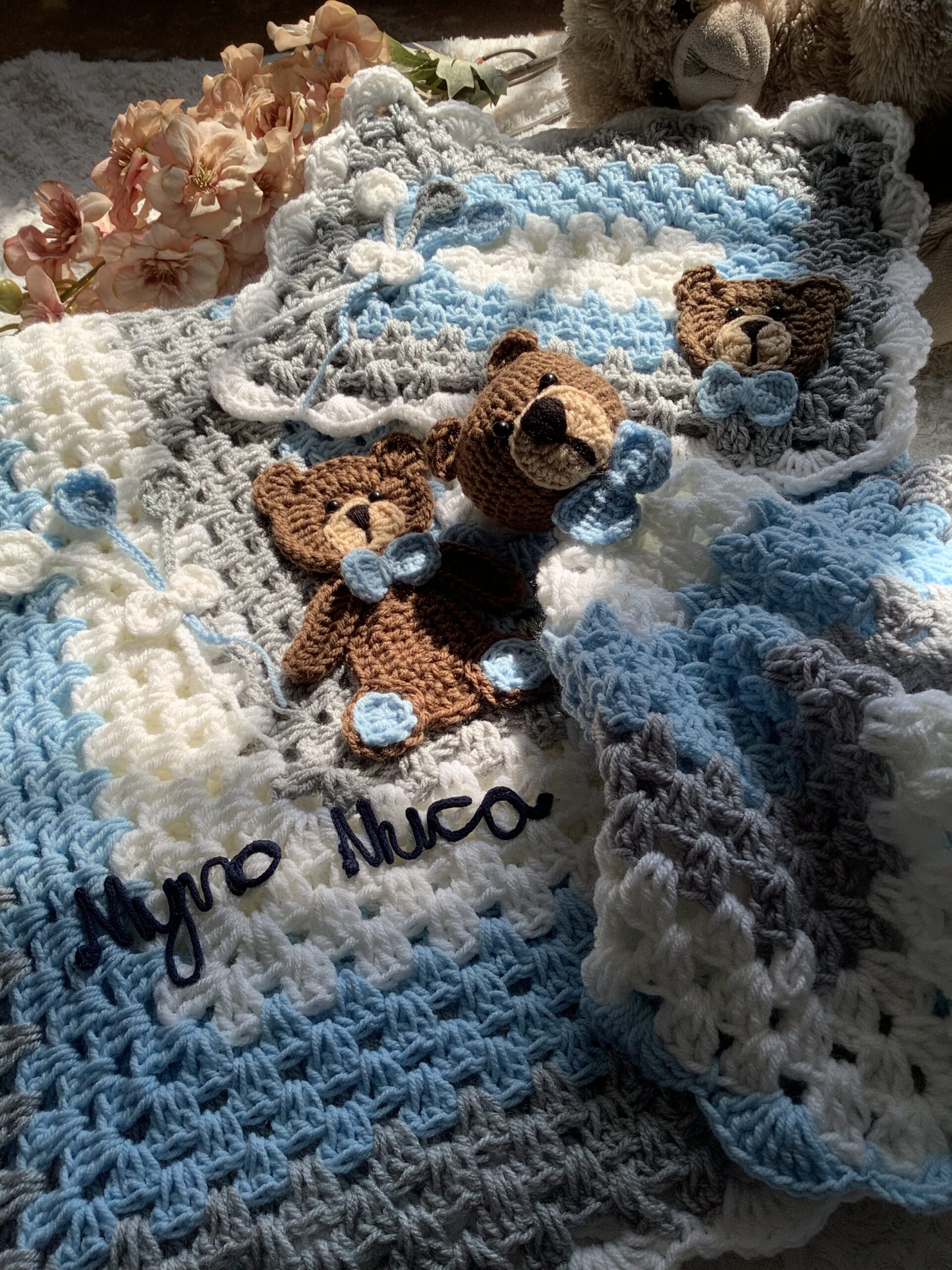 Handcrafted Crochet Baby Blanket Set for 0-6 Months - Image 6