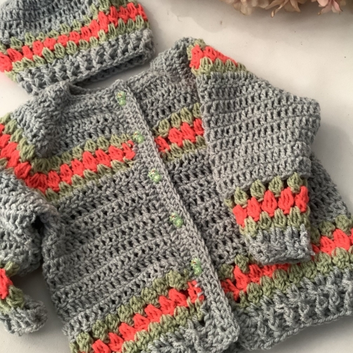 Elegance Crochet Full Sleeves Sweater and Cap