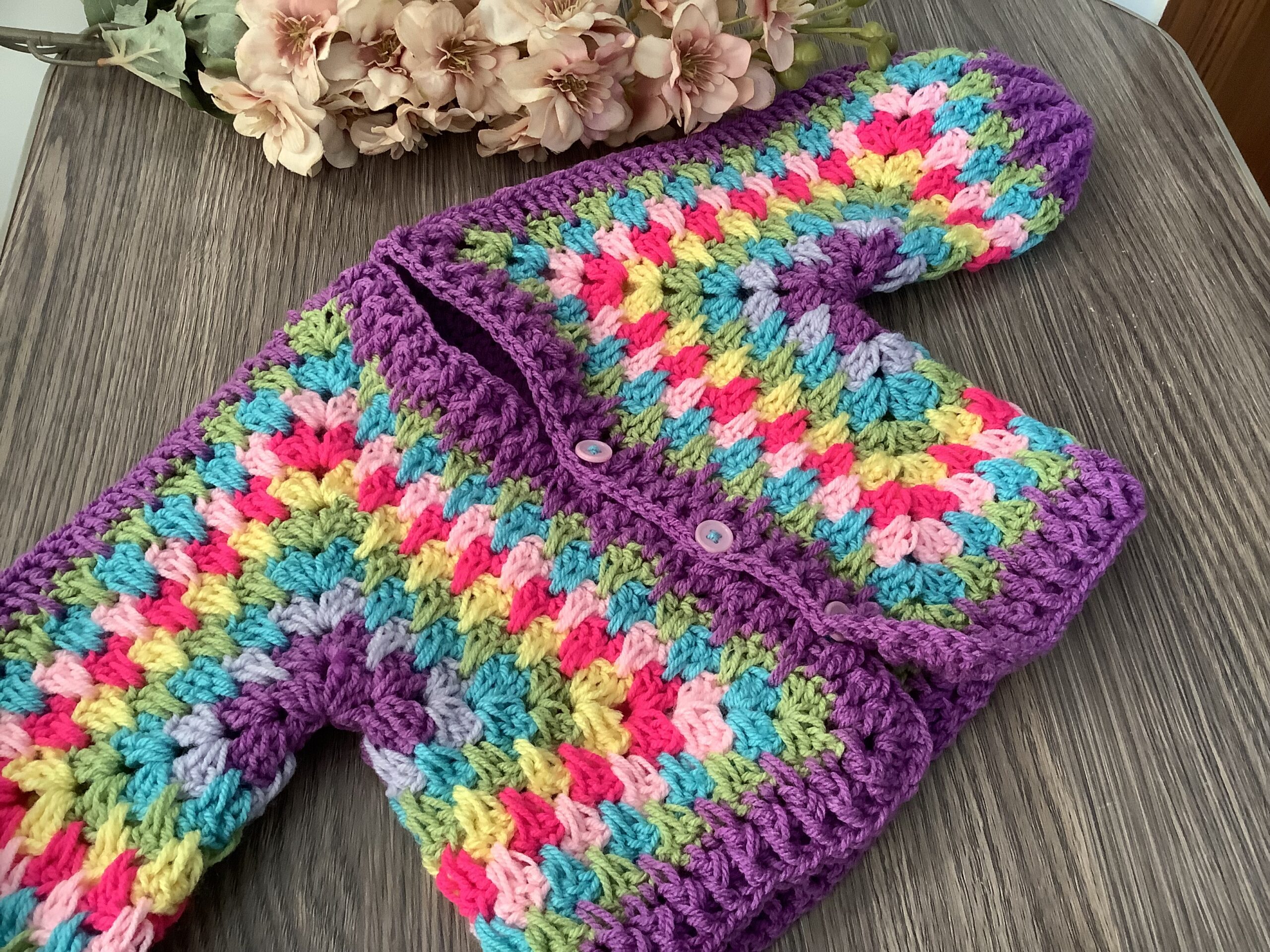 Rainbow Delight Multi-Colored Crochet Sweater