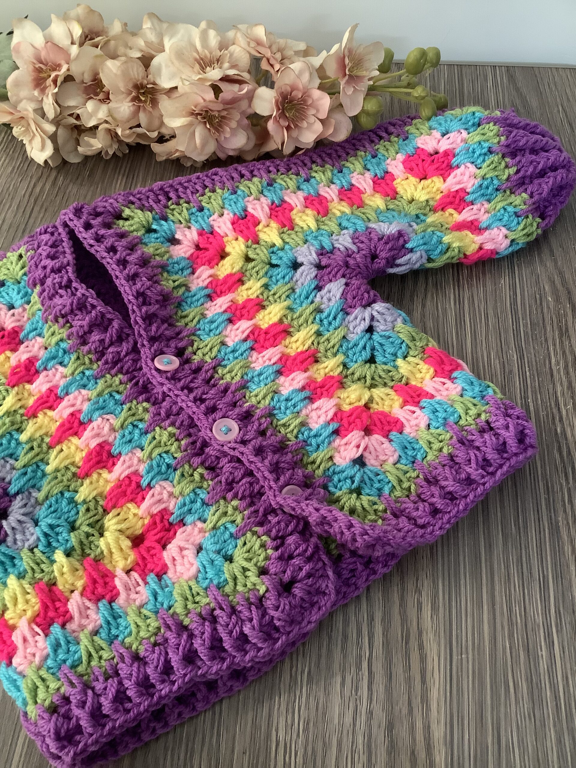 Rainbow Delight Multi-Colored Crochet Sweater - Image 2