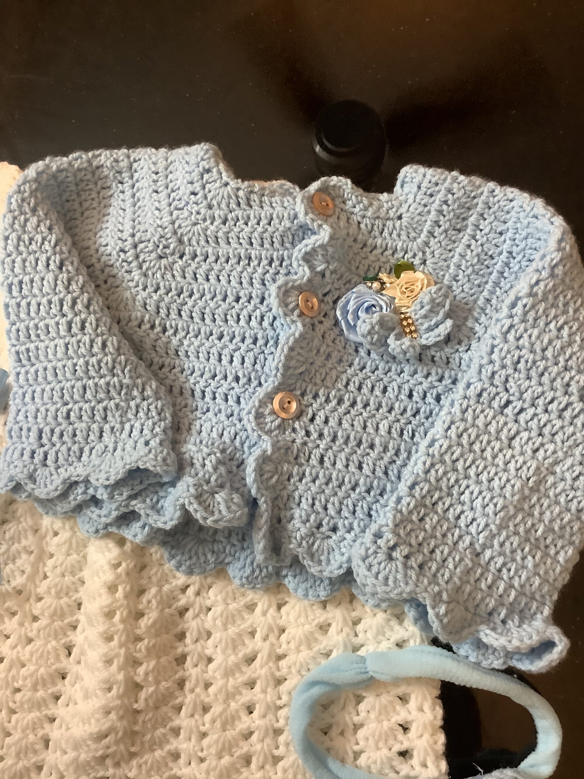 Handmade and Crocheted Royal Dress for a Baby Girl - Image 3