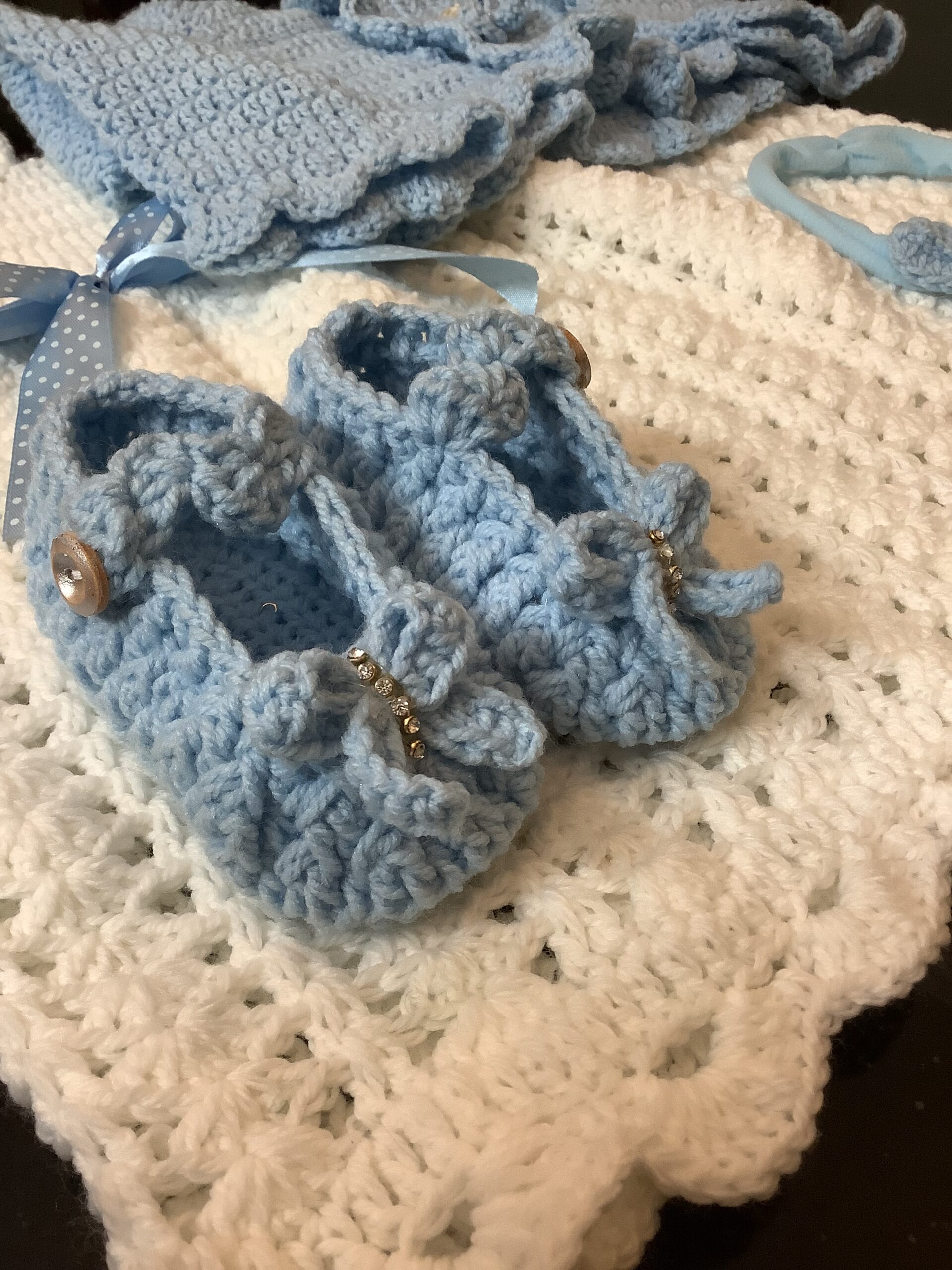 Handmade and Crocheted Royal Dress for a Baby Girl - Image 6