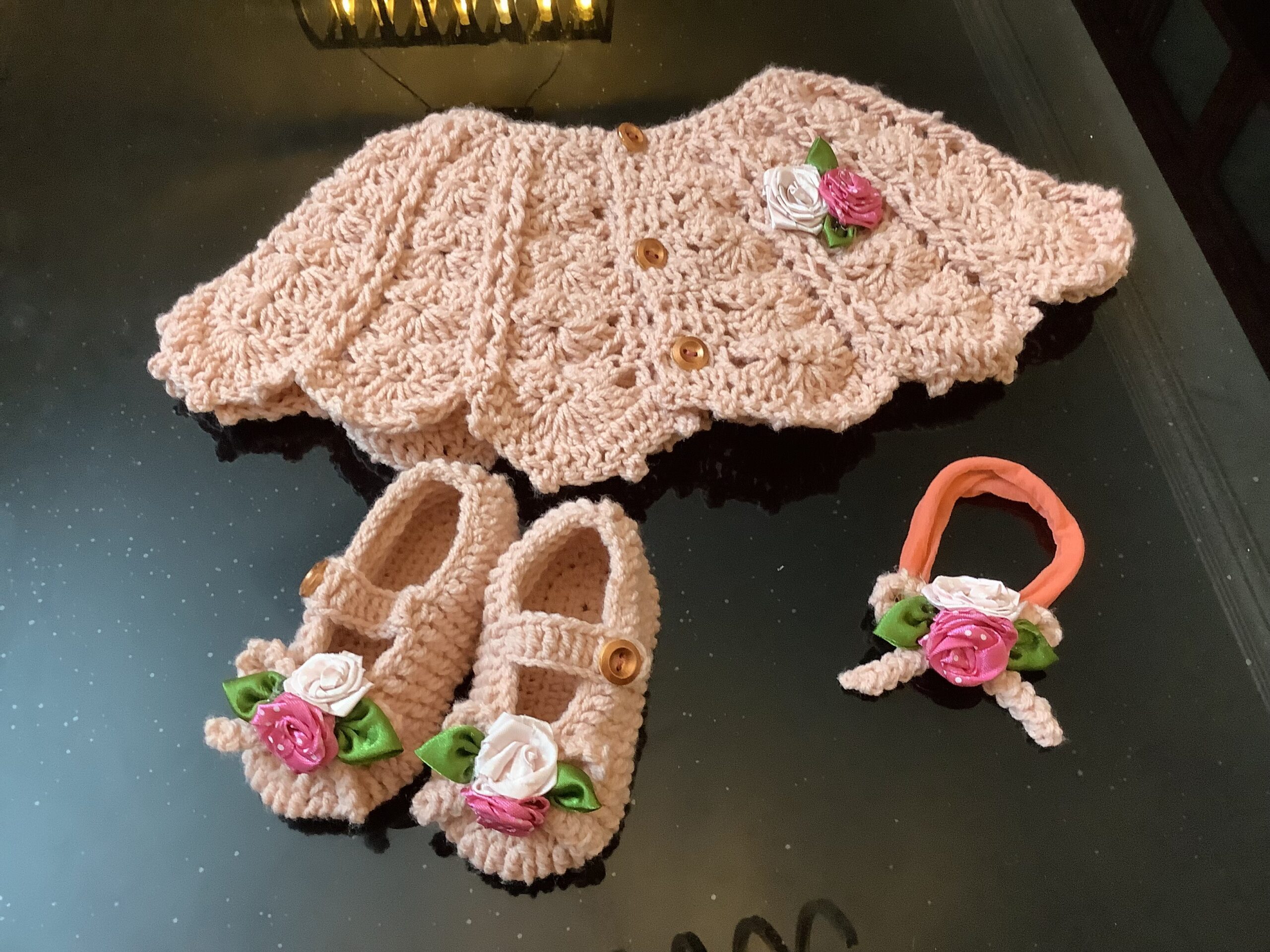 Crochet Girl Poncho and Booties