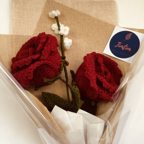 Vibrant handmade crochet rose flower bouquet