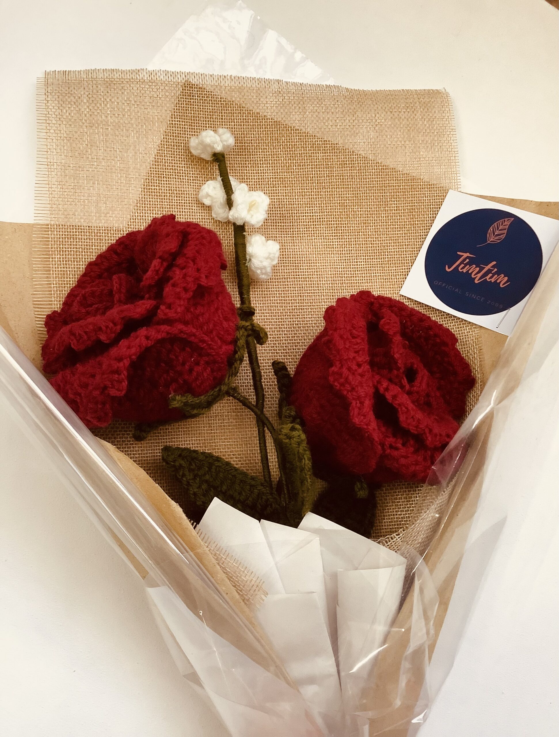 Vibrant handmade crochet rose flower bouquet