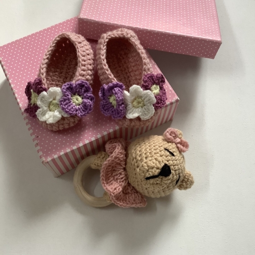 Handmade crocheted baby booties perfect baby gift