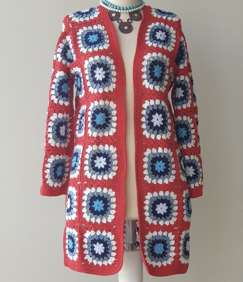 ladies Long Granny Square Coats - Image 7