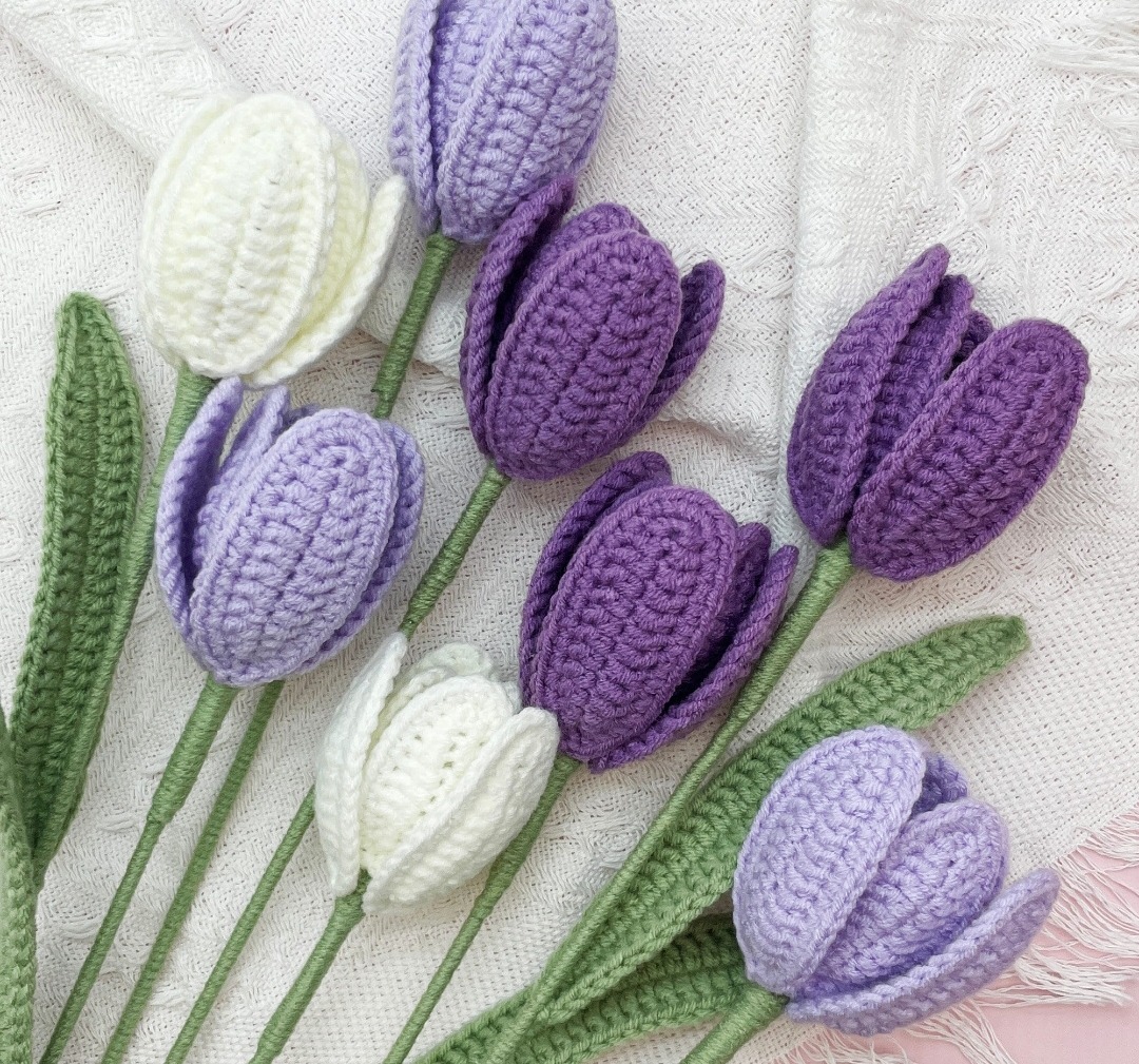 Beautiful Handmade Crochet Tulip Bouquet