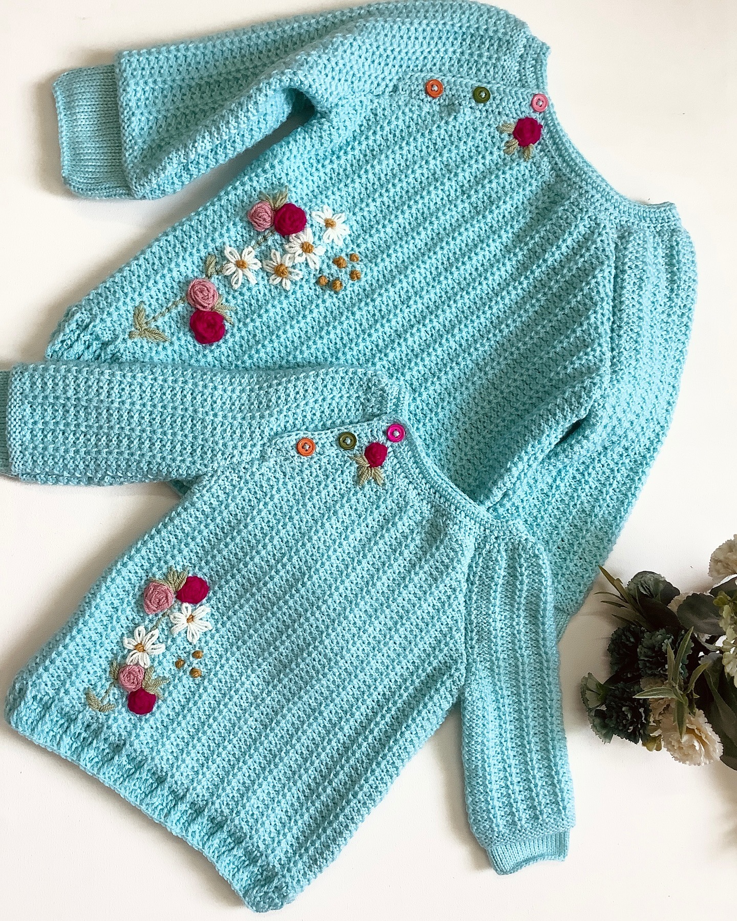 Full Sleeves Sweater, Pajama & Cap Set for Little Girls - Image 2